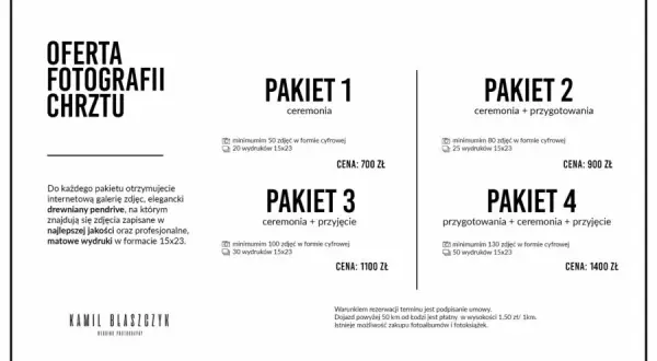 Fotograf na chrzest: Cennik, pakiety i sekrety wyboru bez przepłacania