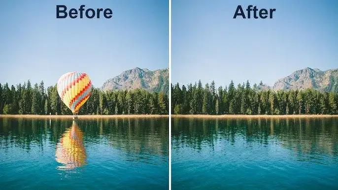 Photoshop Content-Aware Fill example before after